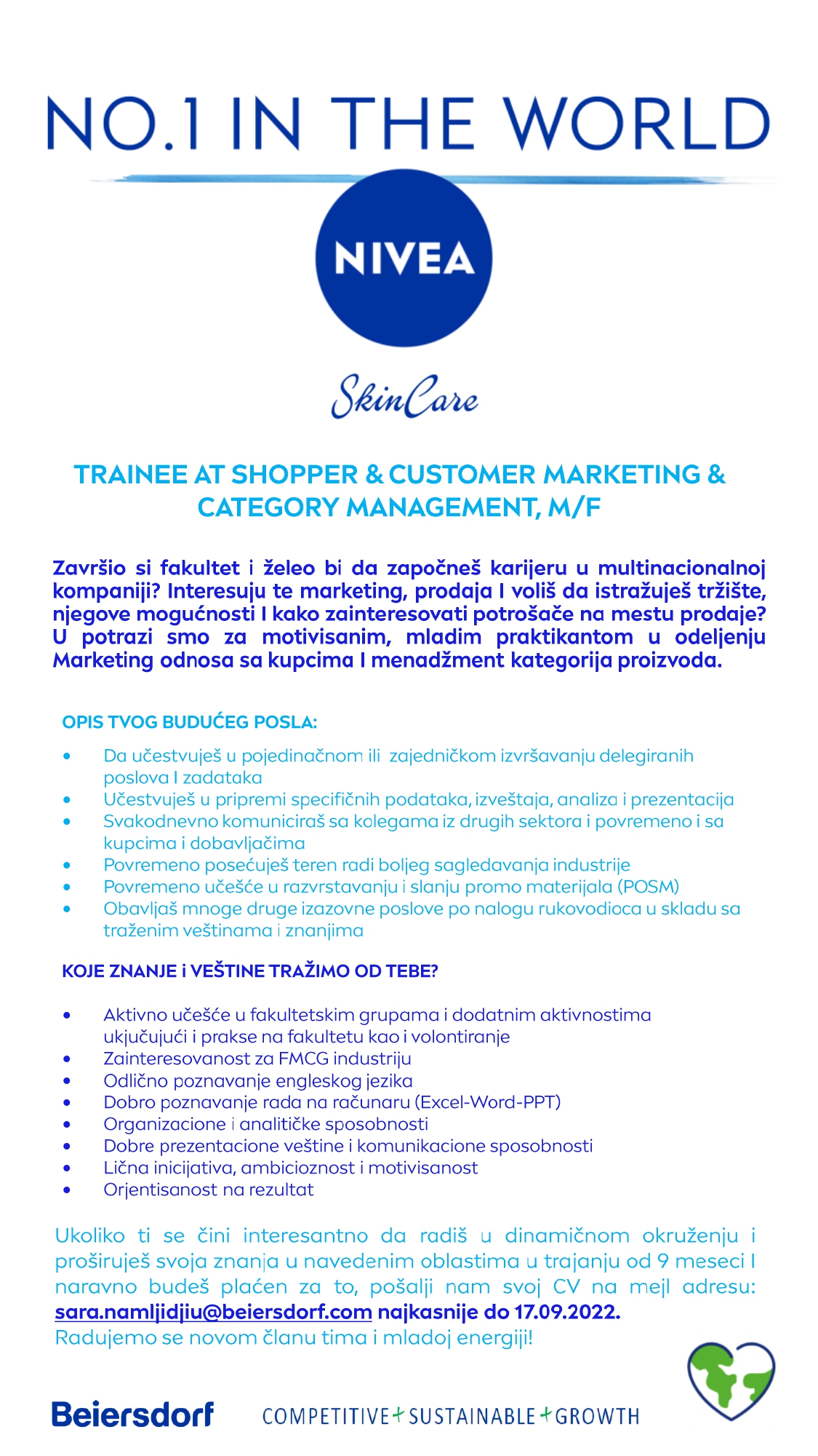 OTVORENA POZICIJA: Trainee at shopper and customer marketing and category management